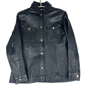 Barney's Leather Women's XL Black Genuine‎ Leather Jacket Slim Snap Front
